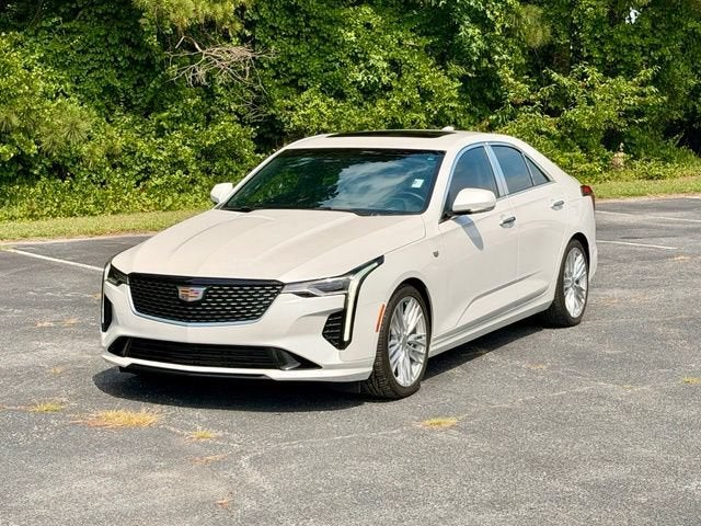 2021 Cadillac CT4 Premium Luxury in Crystal White Tricoat — front three-quarter view