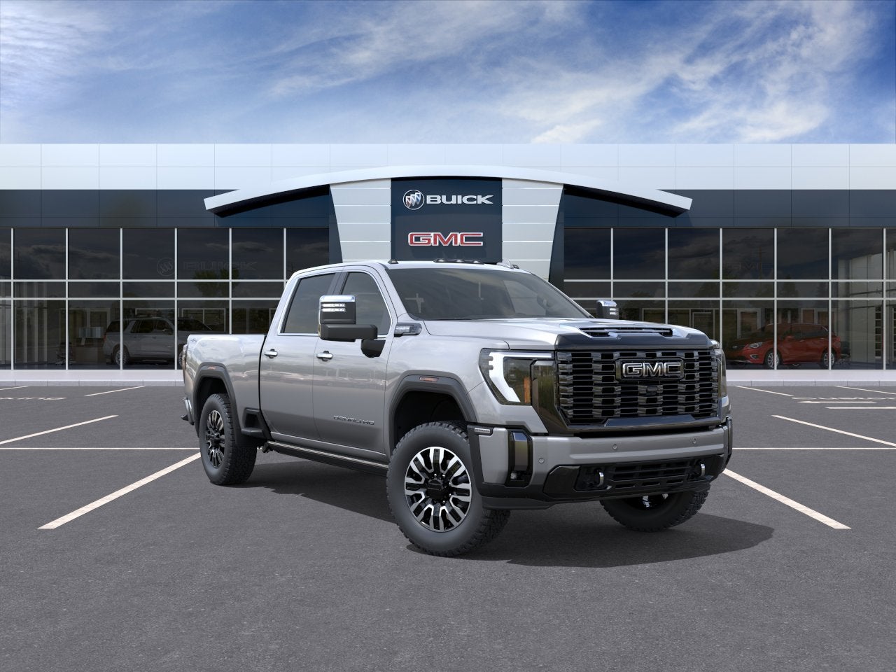 2026 GMC Sierra 2500 HD Denali Ultimate in Sterling Metallic — front three-quarter view