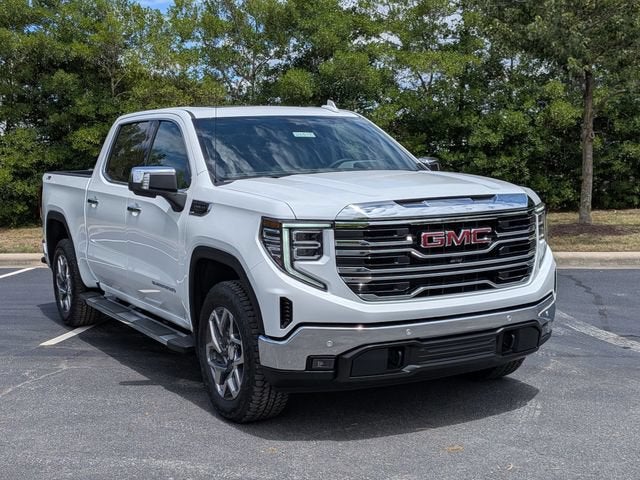 2026 GMC Sierra 1500 SLT in Summit White — front three-quarter view