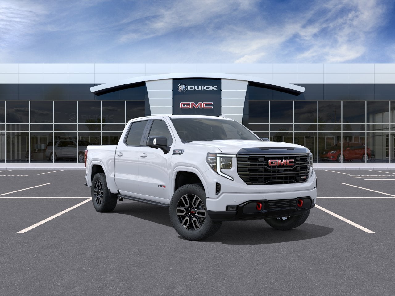 2026 GMC Sierra 1500 AT4 in Summit White — front three-quarter view